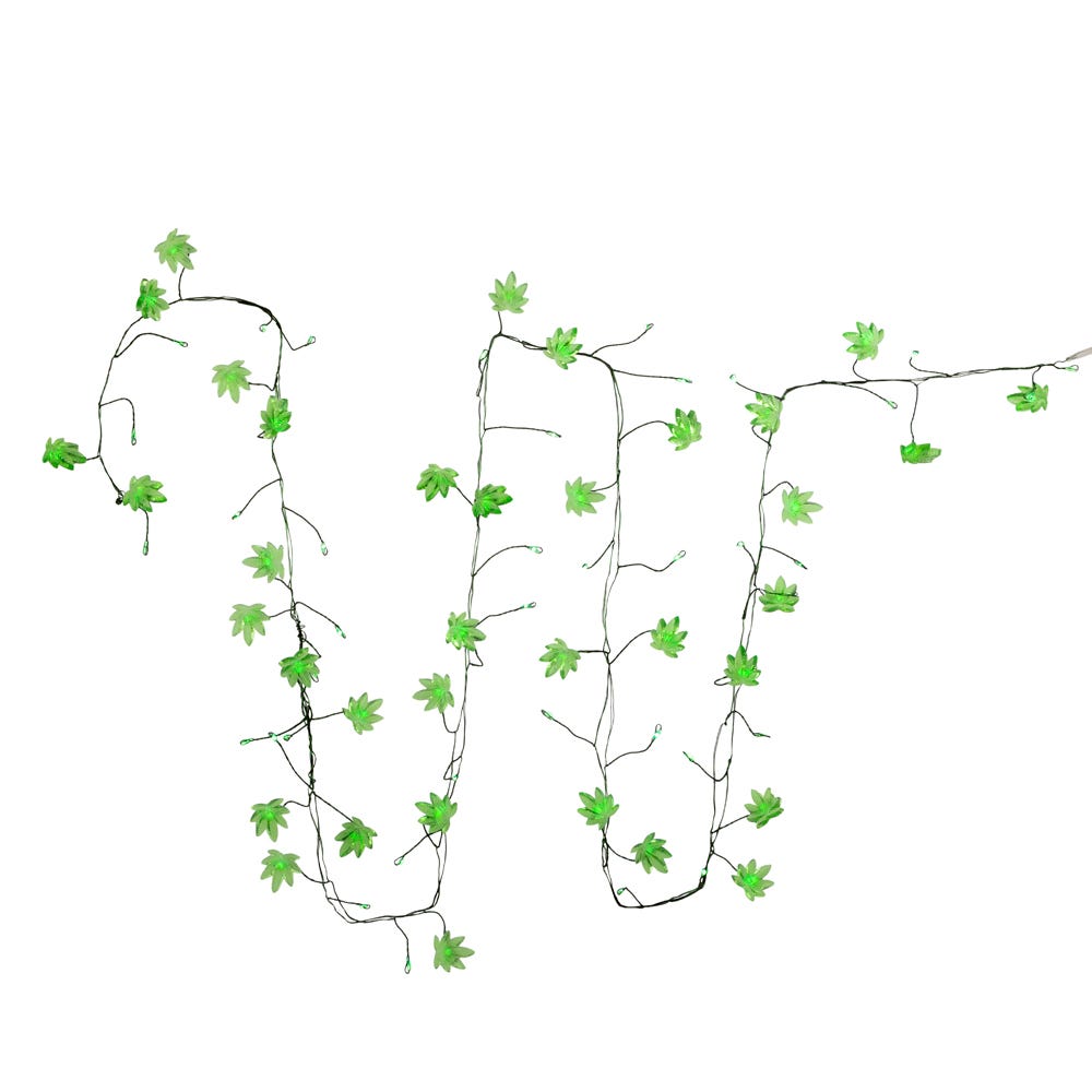 72-Light Green Fairy Micro LED Cannabis Leaf Cluster Garland