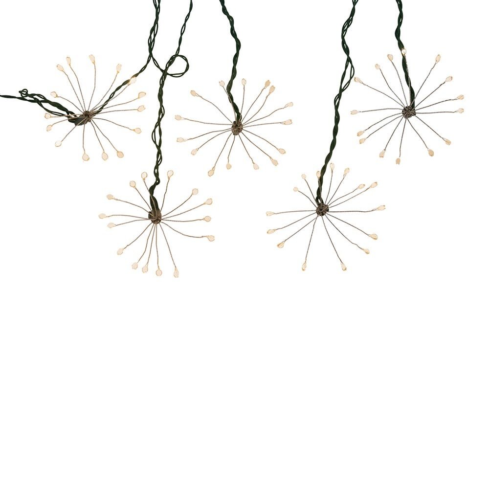 75-Light Cluster Burst Superbright LED Light Set - Cool White - Green Wire