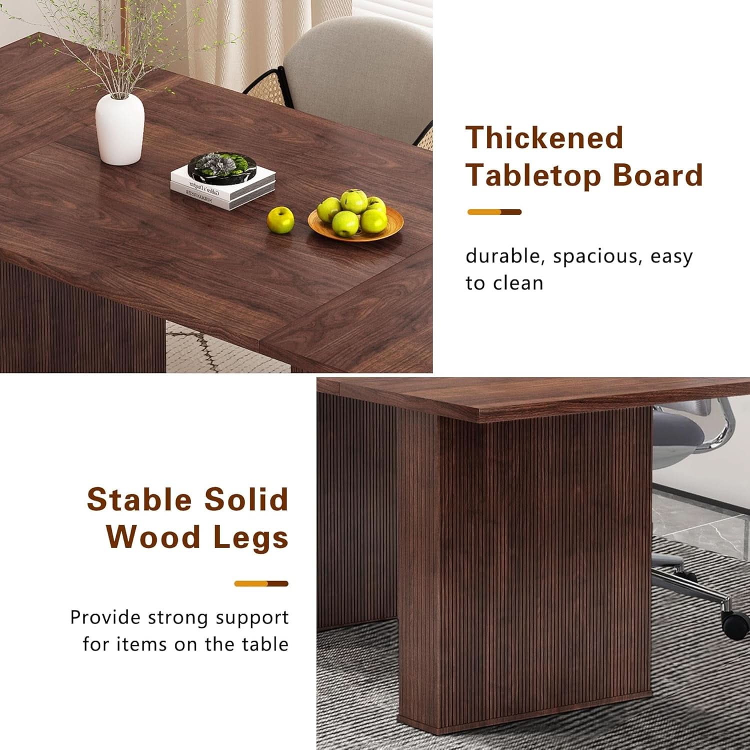 78 Inch Walnut Dining Table Modern Farmhouse Rectangular