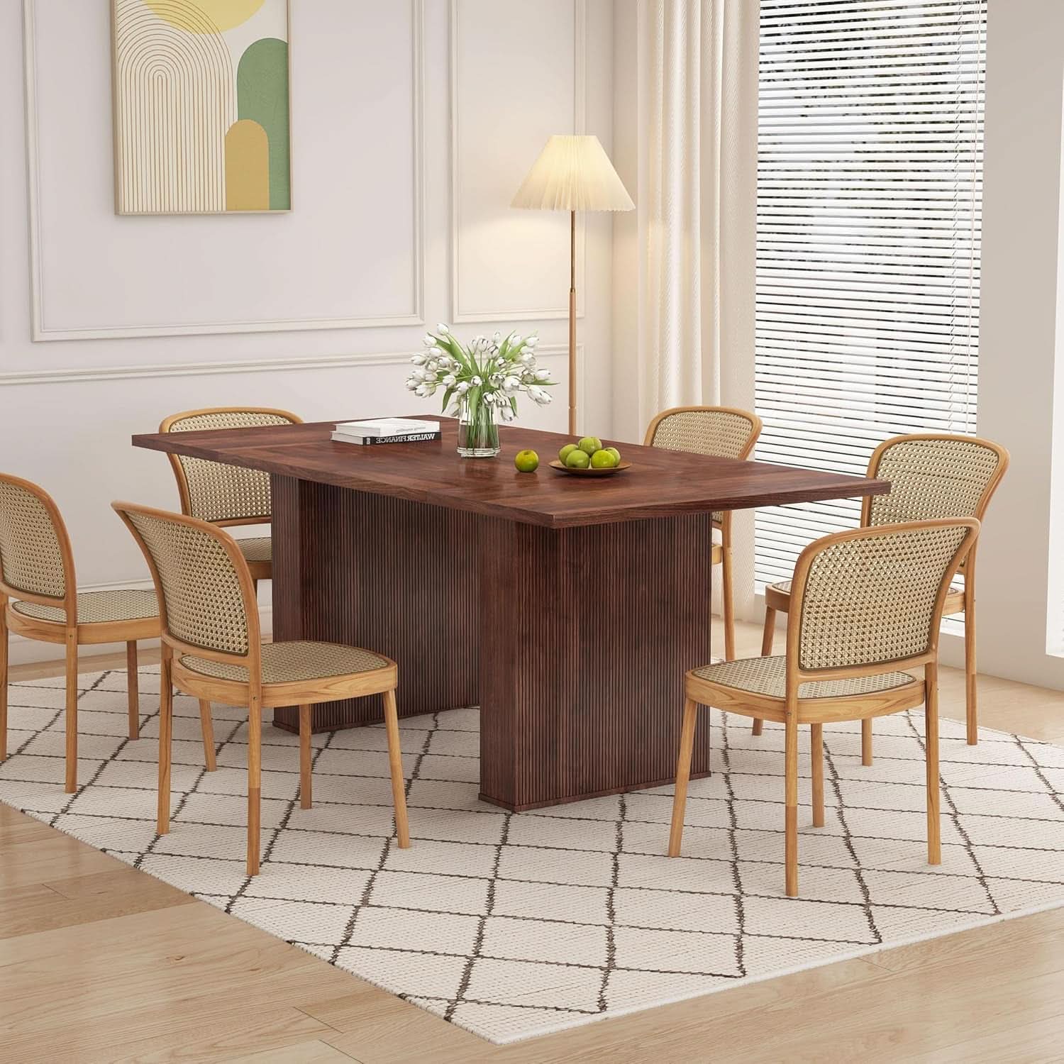78 Inch Walnut Dining Table Modern Farmhouse Rectangular