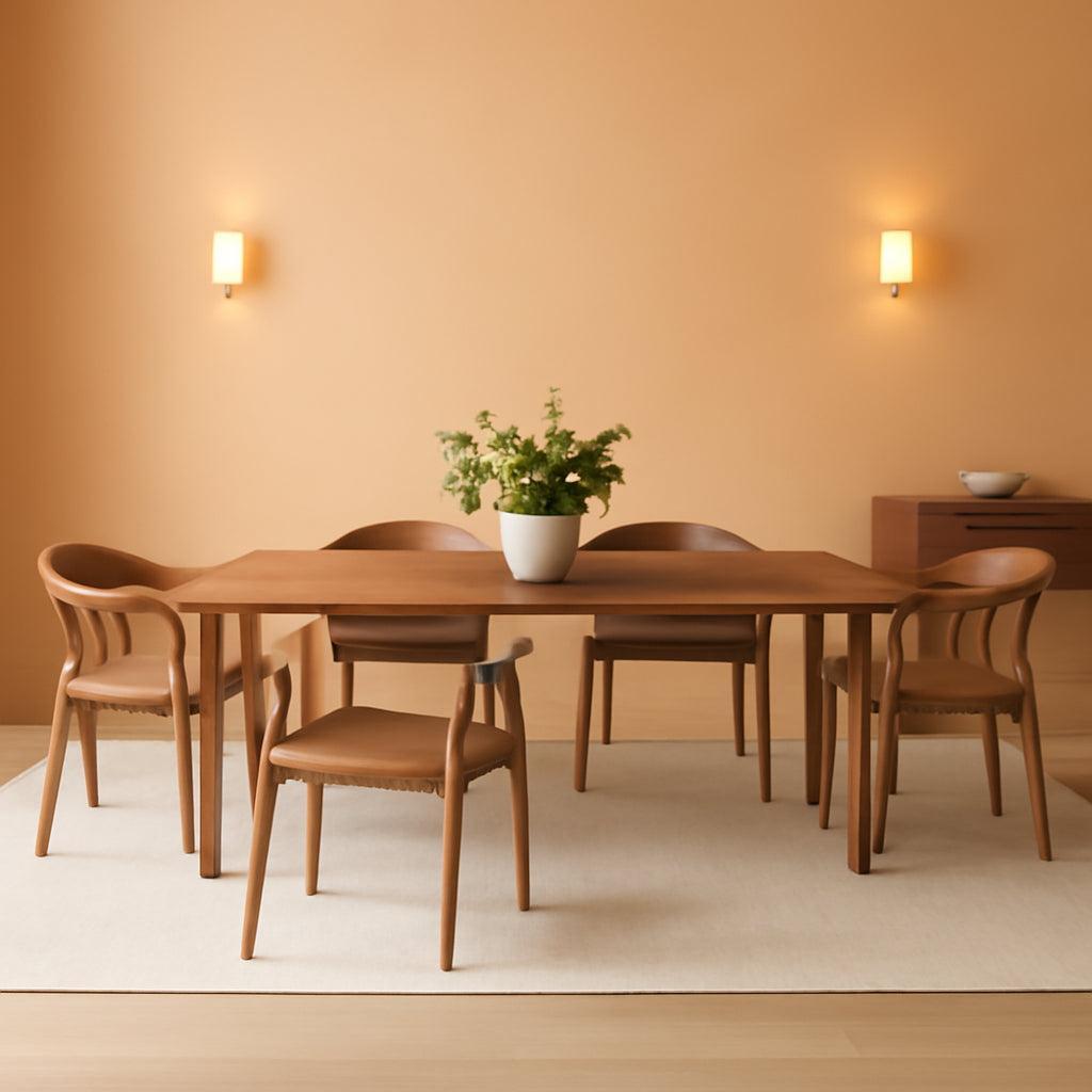 78.7 Inch Walnut Dining Table With Metal Legs Mid Century