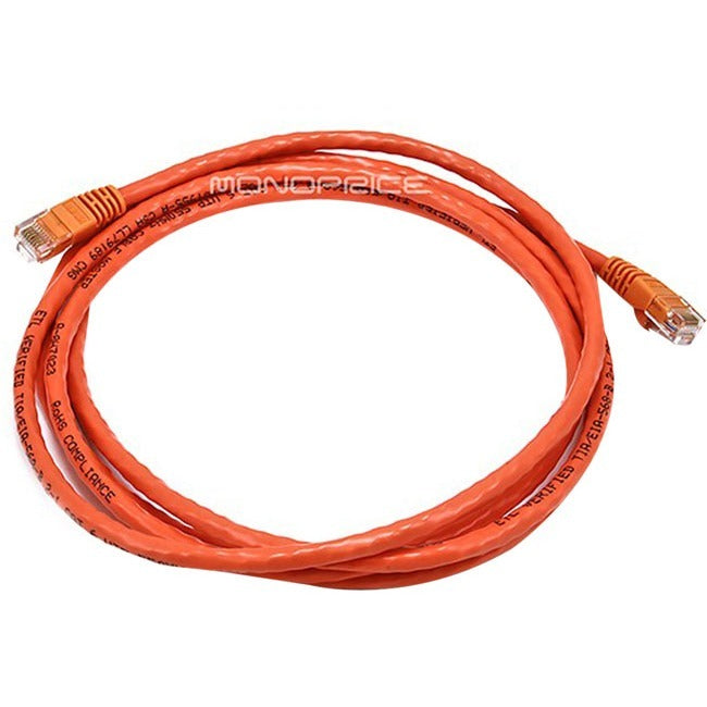 7Ft 24Awg Cat6 500Mhz Crossover Bare Copper Ethernet Network Cable - Orange