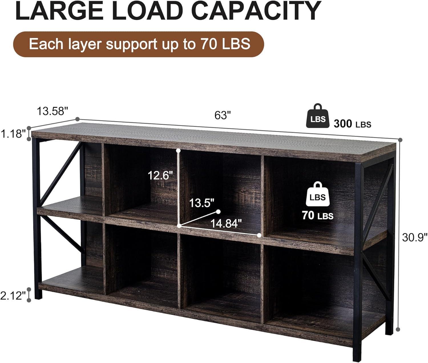 8 Cube Storage Bookshelf Organizer Dark Grey 63 Inches