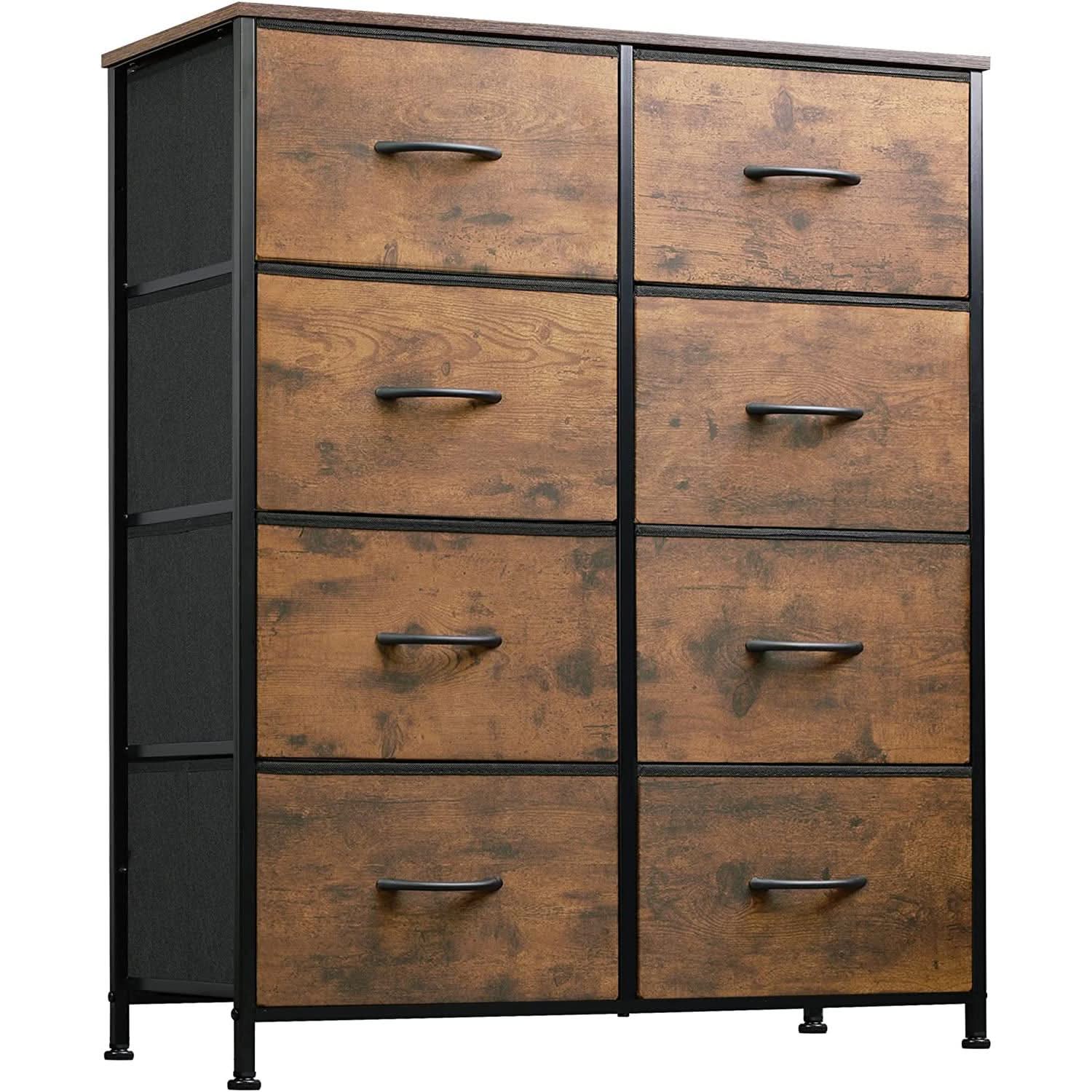8 Drawer Fabric Storage Tower Rustic Brown For Bedroom
