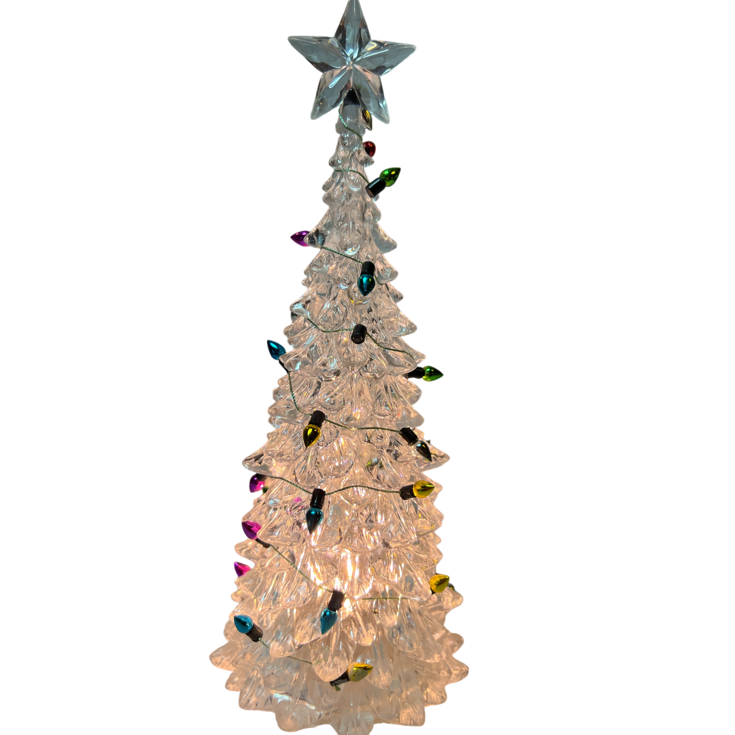 8 Inch Lighted Acrylic Christmas Tree - Clear