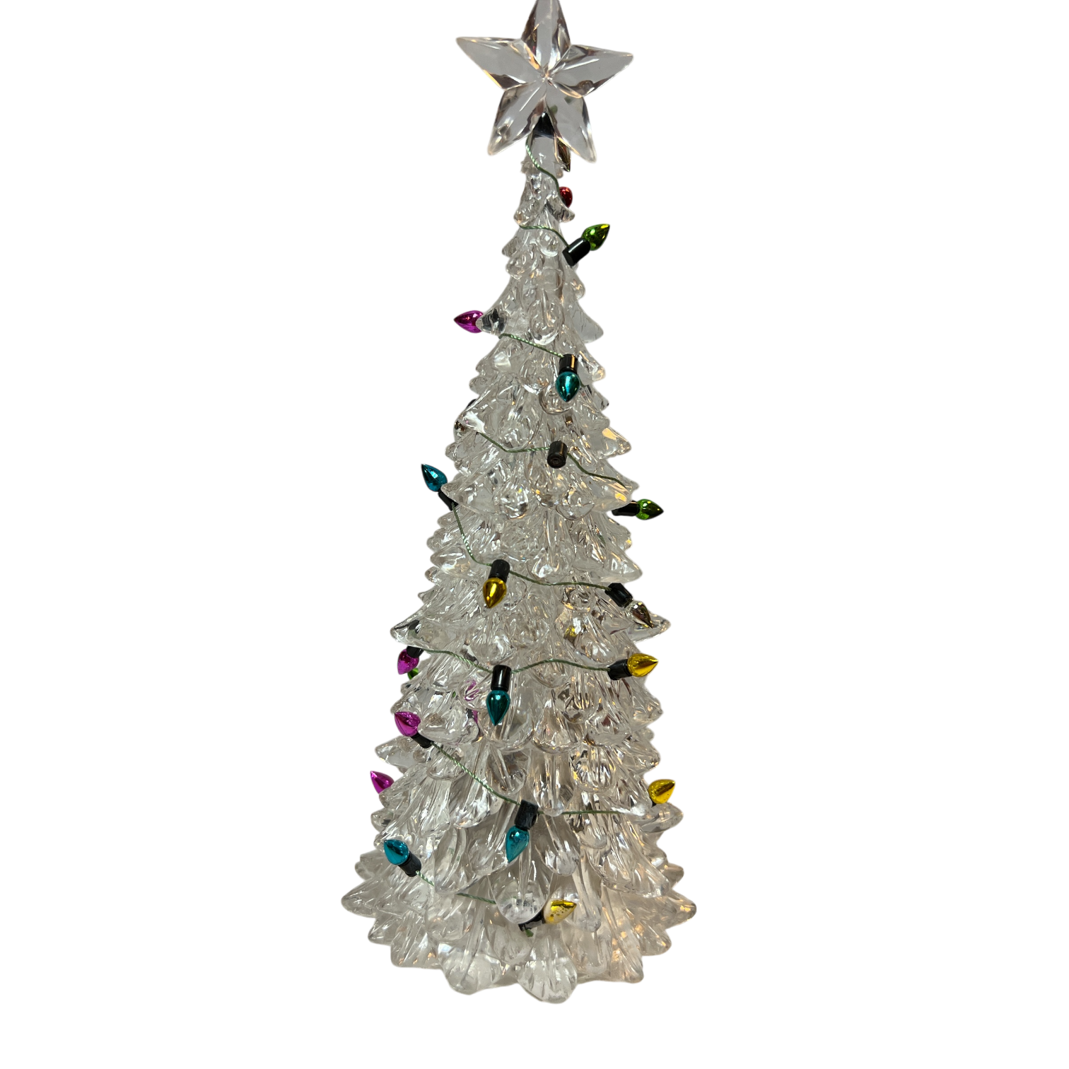8 Inch Lighted Acrylic Christmas Tree - Clear