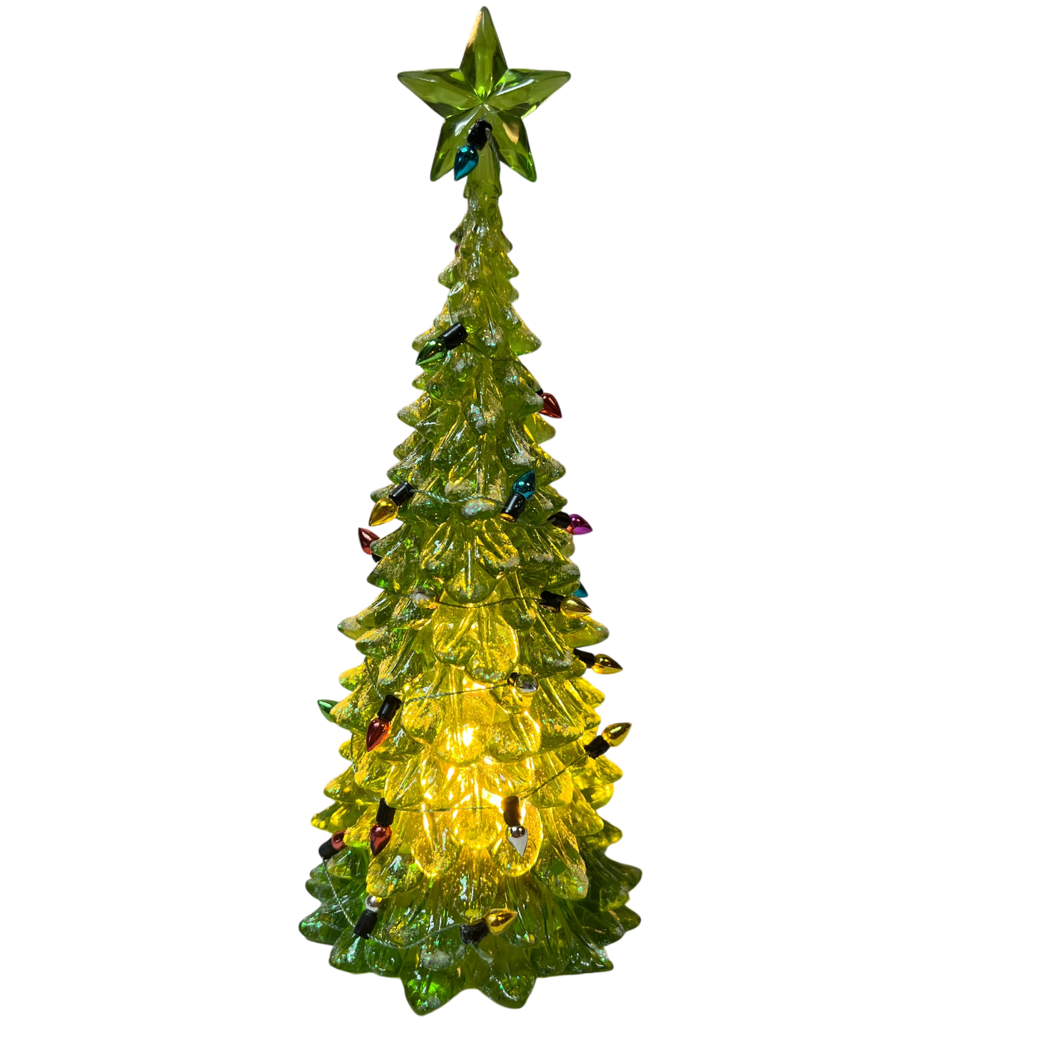 8 Inch Lighted Acrylic Christmas Tree - Green