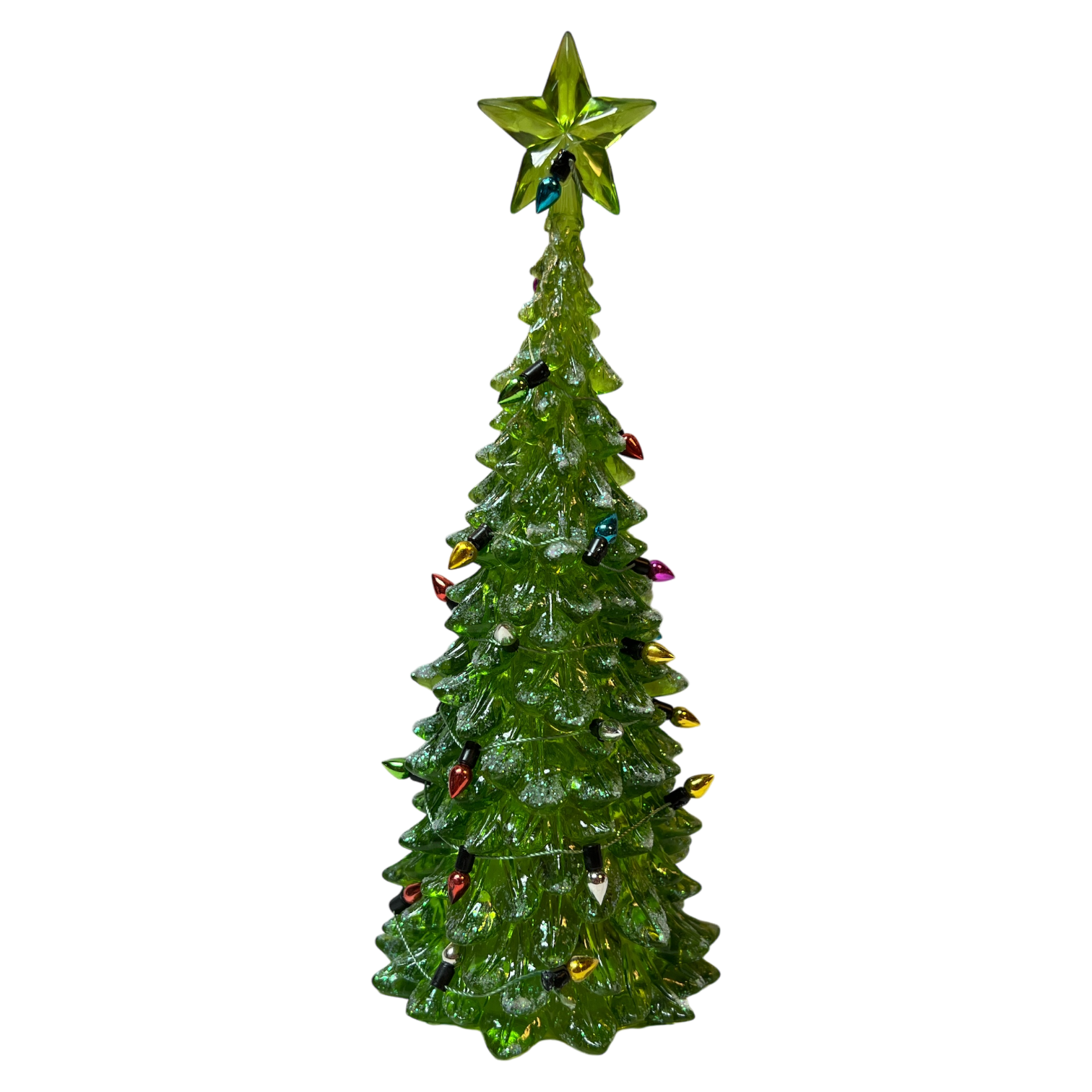 8 Inch Lighted Acrylic Christmas Tree - Green