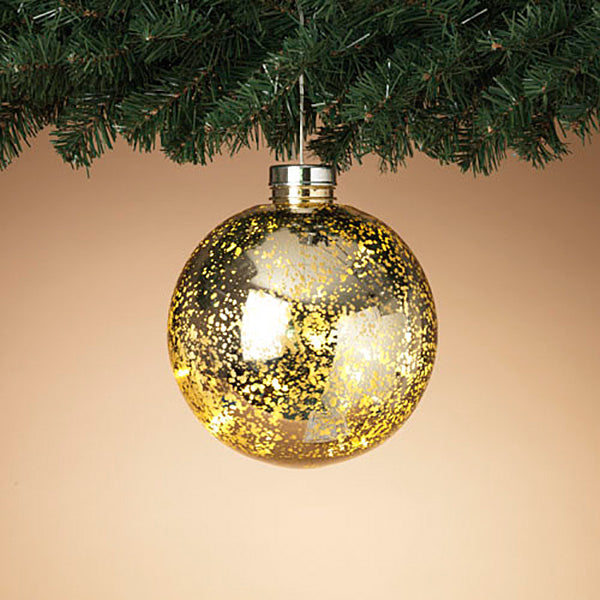 8" Lighted Mercury Plastic Ornament - Gold