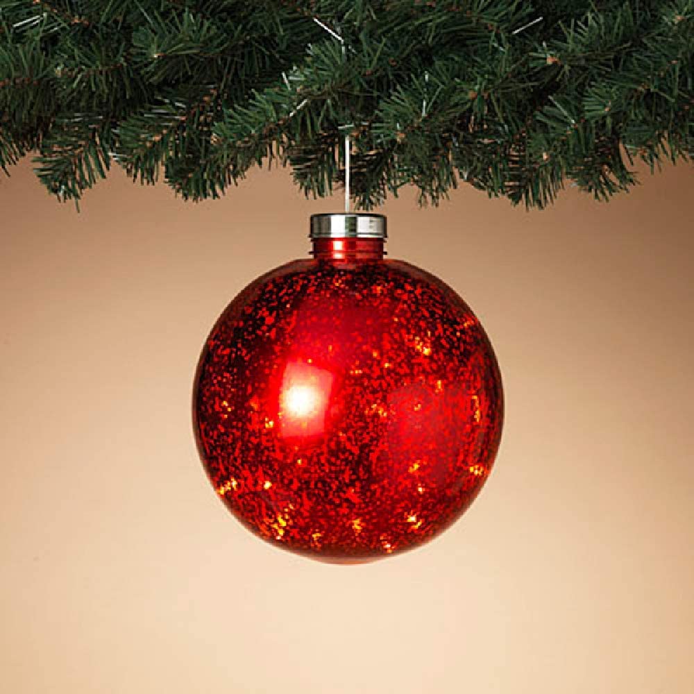 8" Lighted Mercury Plastic Ornament - Red