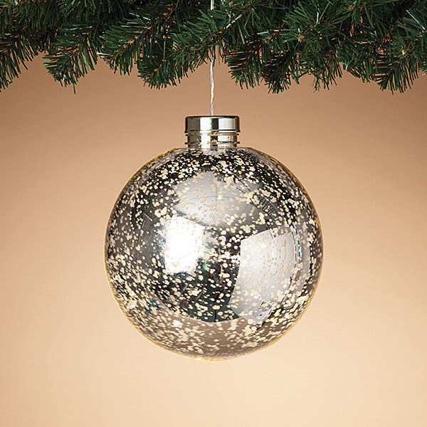 8" Lighted Mercury Plastic Ornament - Silver