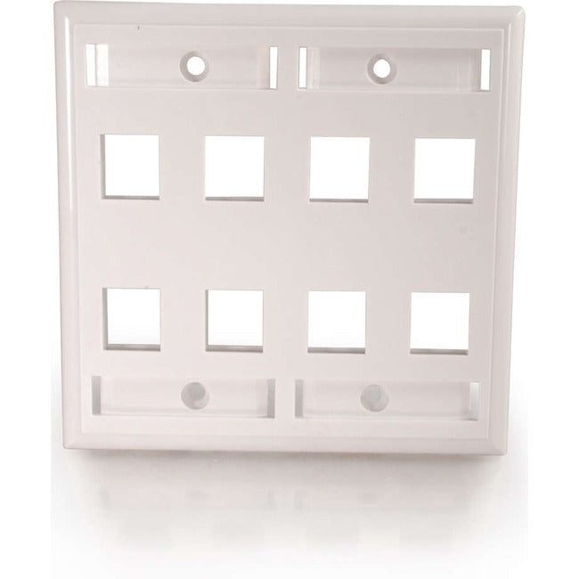 8-Port Double Gang Multimedia Keystone Wall Plate - White