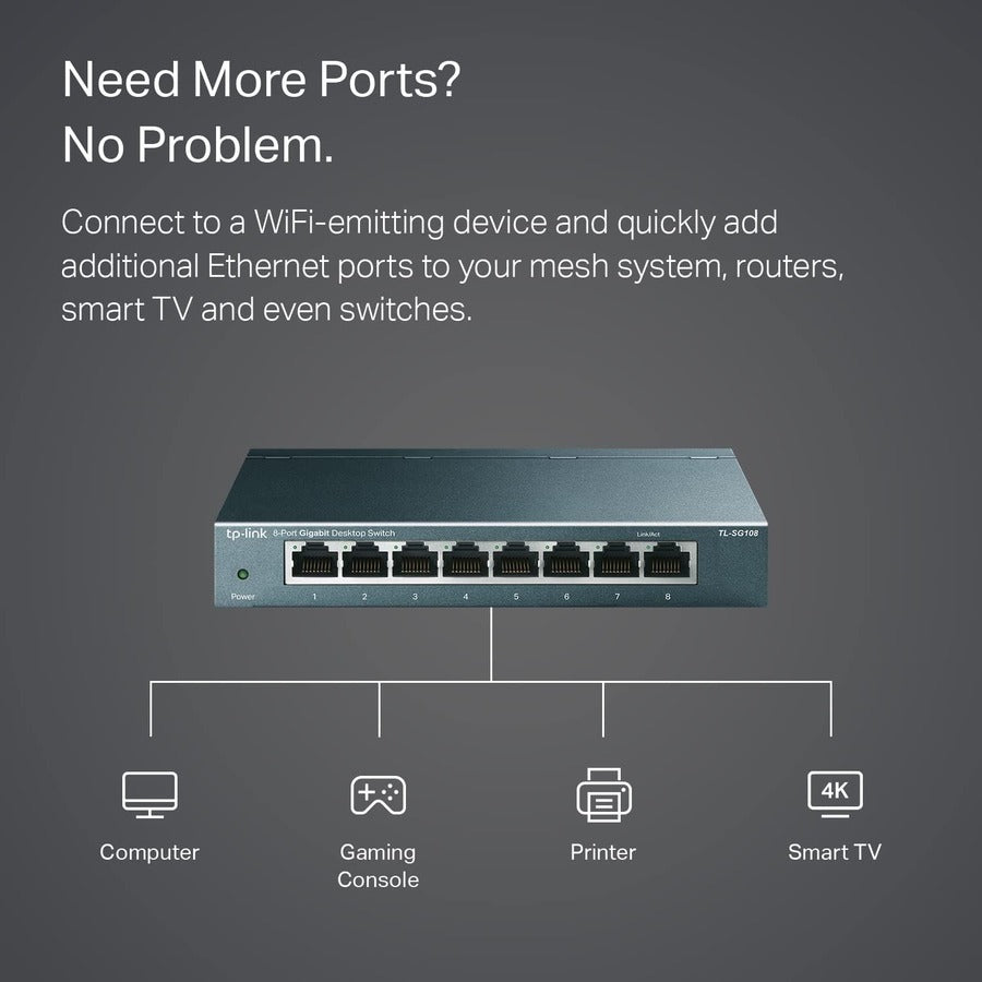 8-Port Gigabit Desktop Switch - Unmanaged Metal Housing | TP-LINK TL-SG108