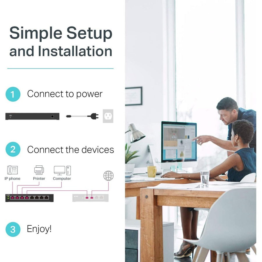 8-Port Gigabit Desktop/Rackmount Switch with 8-Port PoE+ - TP-Link TL-SG1008MP