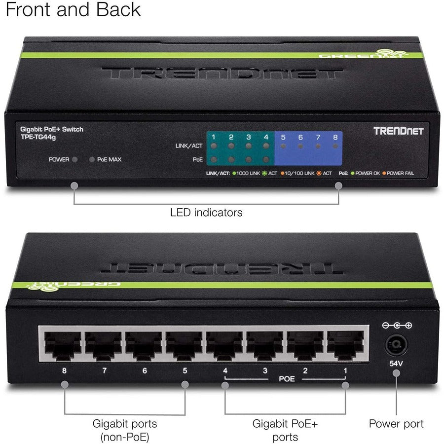 8-Port Gigabit PoE+ Switch - TRENDnet TPE-TG44g