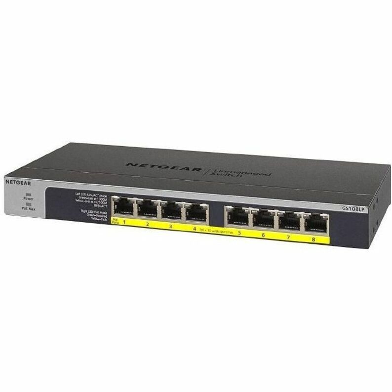8-Port PoE+ Switch - Netgear GS108LP Unmanaged Gigabit | Tecisoft GS108LP-100NAS