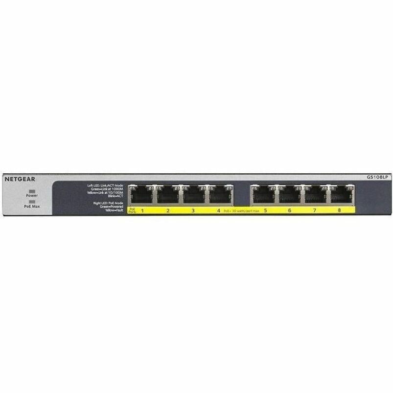 8-Port PoE+ Switch - Netgear GS108LP Unmanaged Gigabit | Tecisoft GS108LP-100NAS