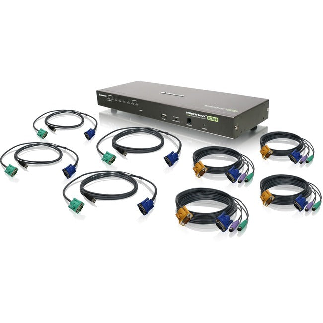 8-Port USB PS/2 Combo VGA KVM Switch with Cables - Enterprise Server Management | IOGEAR GCS1808KIT