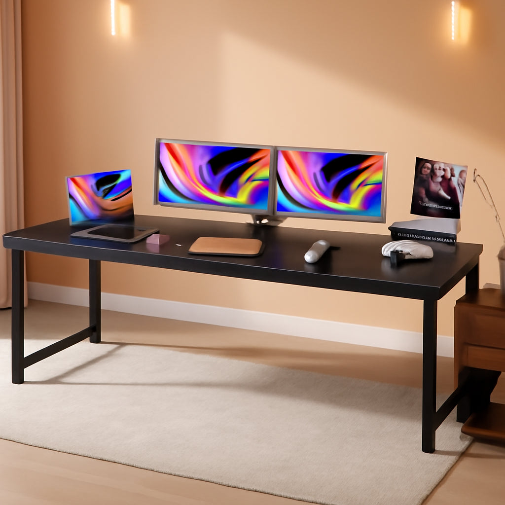 80 Inch Computer Desk With Storage Black Home Office