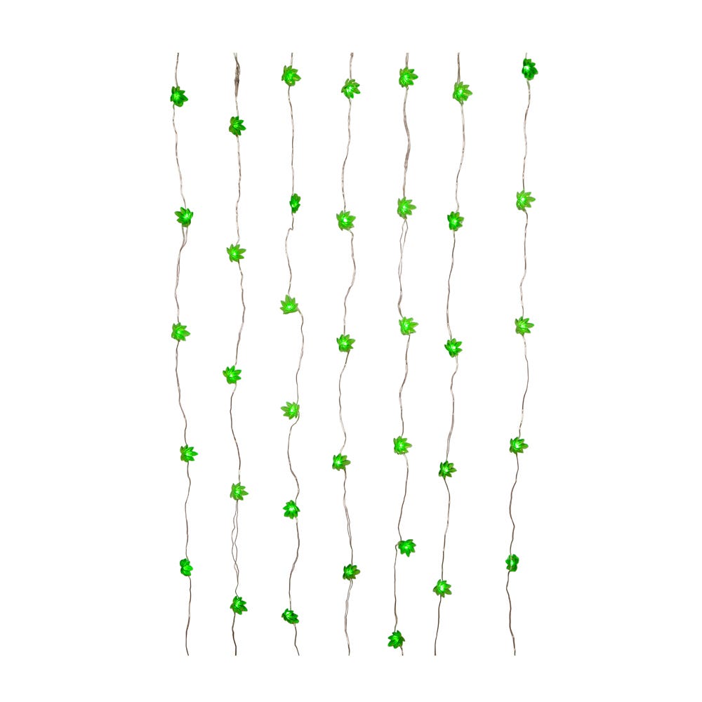 84-Light Green Micro LED Cannabis Leaf Curtain Light