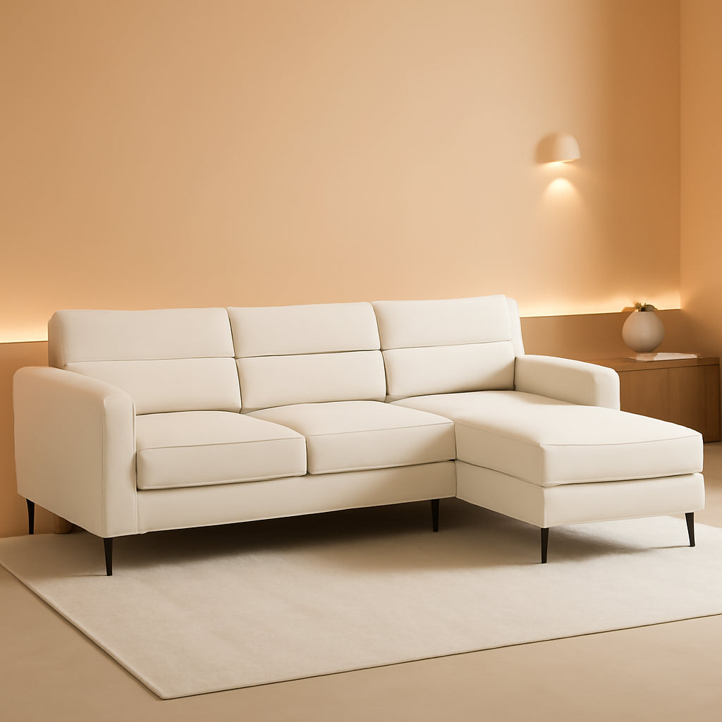 85 Inch Convertible Sectional Sofa Couch With Reversible Chaise Beige