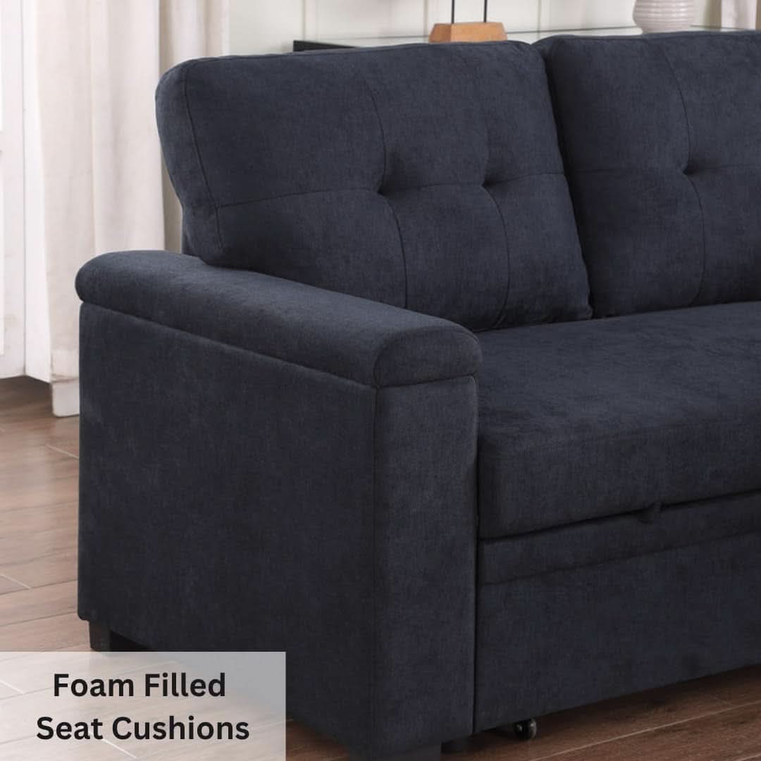 85Inch Dark Gray Reversible Sleeper Sectional Sofa