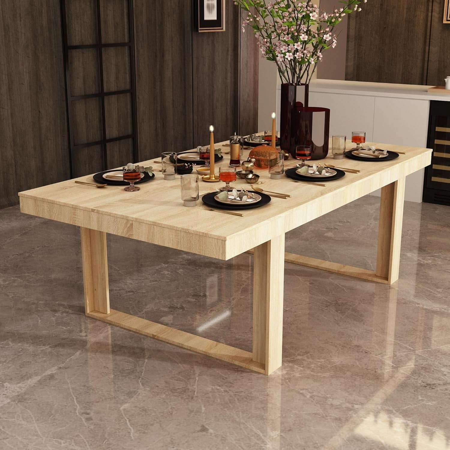 86 Inch Wooden Dining Table Modern For Family Dinners
