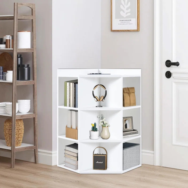 9-Cube Corner Cabinet With USB Ports And Outlets For Living