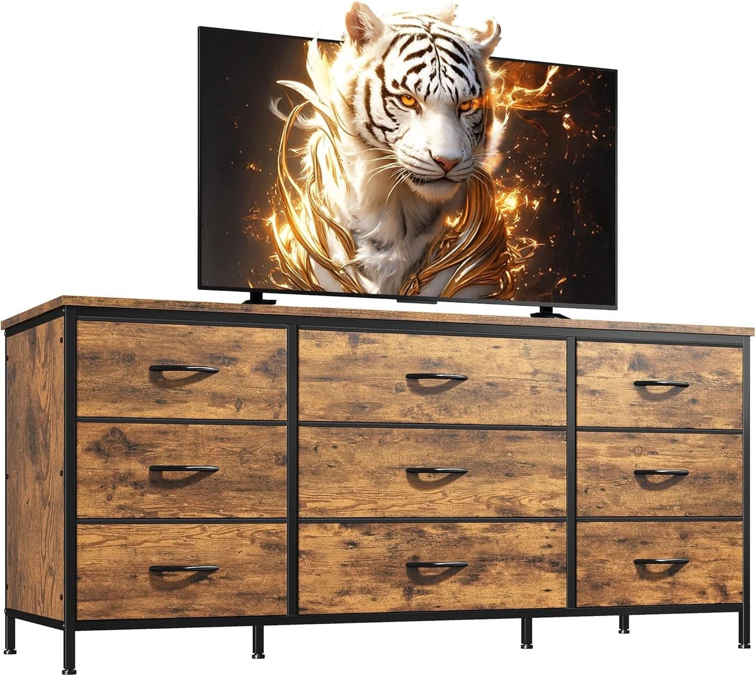 9 Drawer Dresser TV Stand For 60 Inch TV Modern Console
