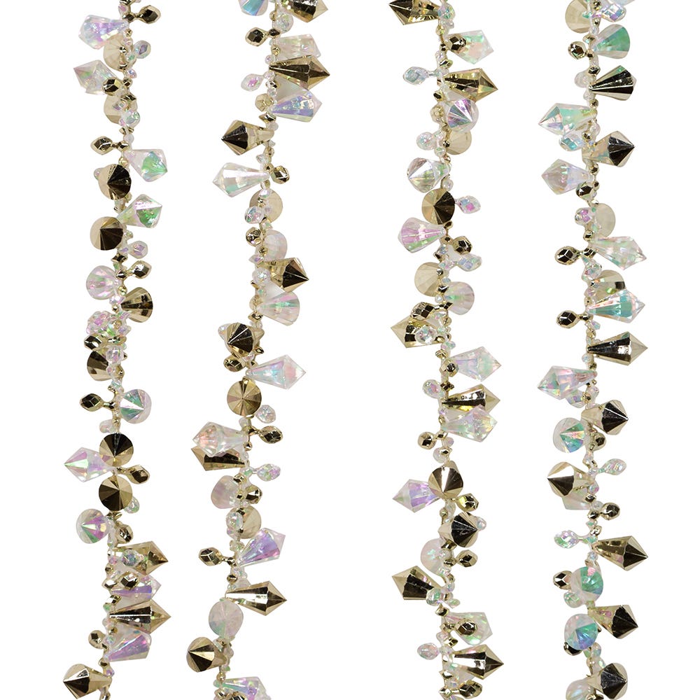 9 Foot Iridescent and Gold Beaded Garland