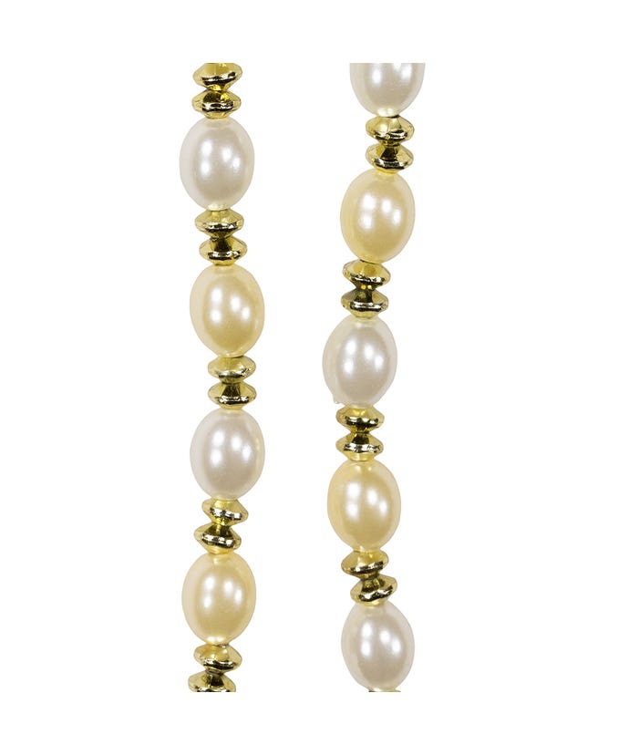 9 Foot Ivory and Gold Beaded Garland