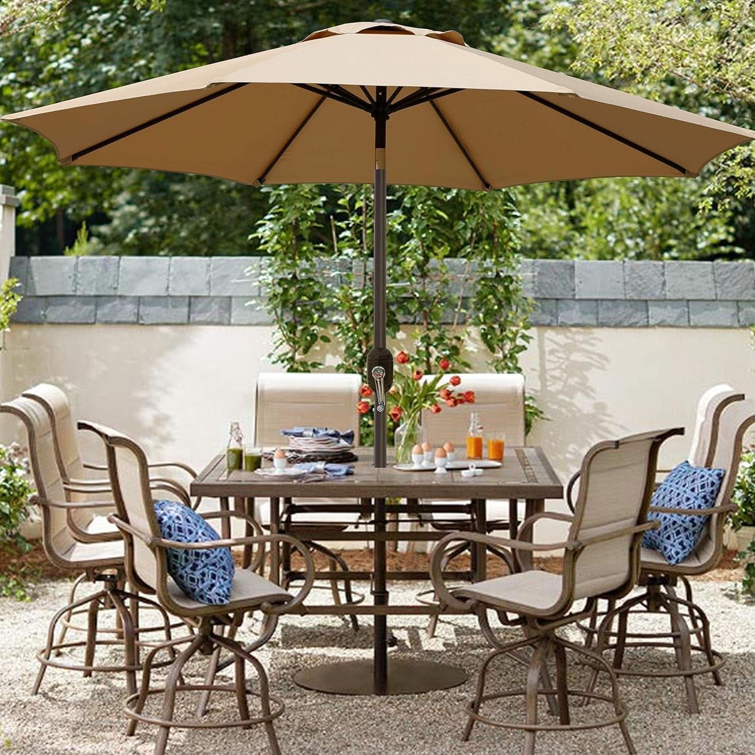 9 Foot Outdoor Patio Umbrella With Push Button Tilt