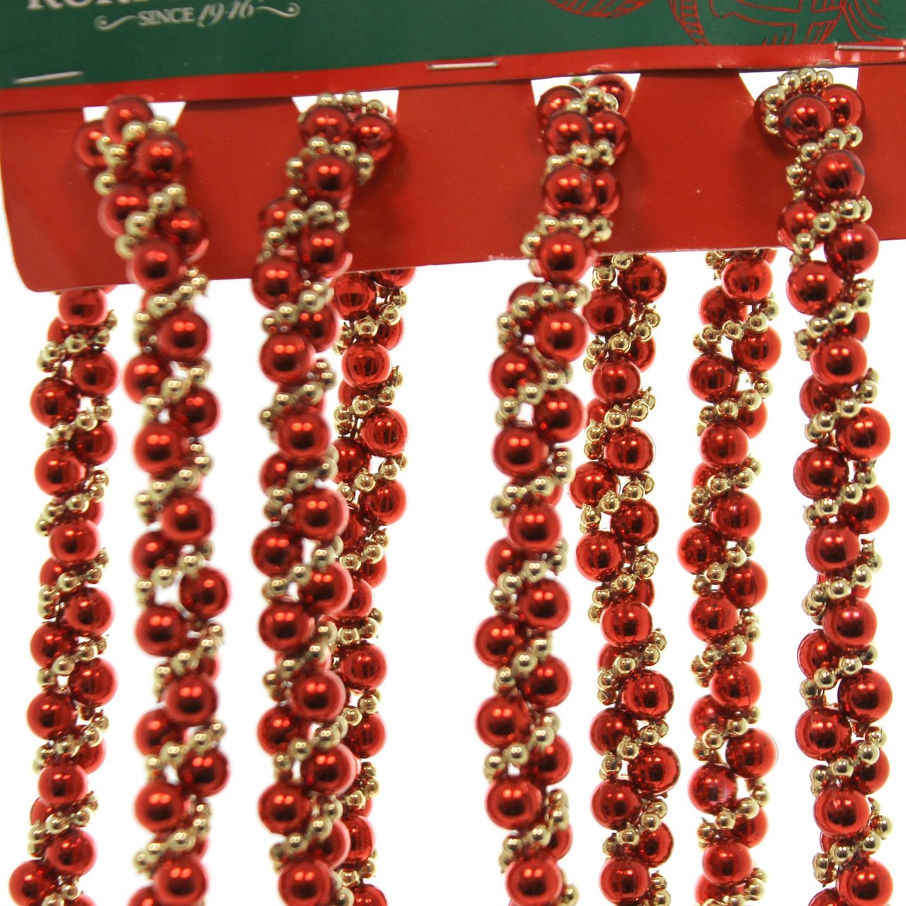 9-Foot Red and Gold Bead Twisted Garland
