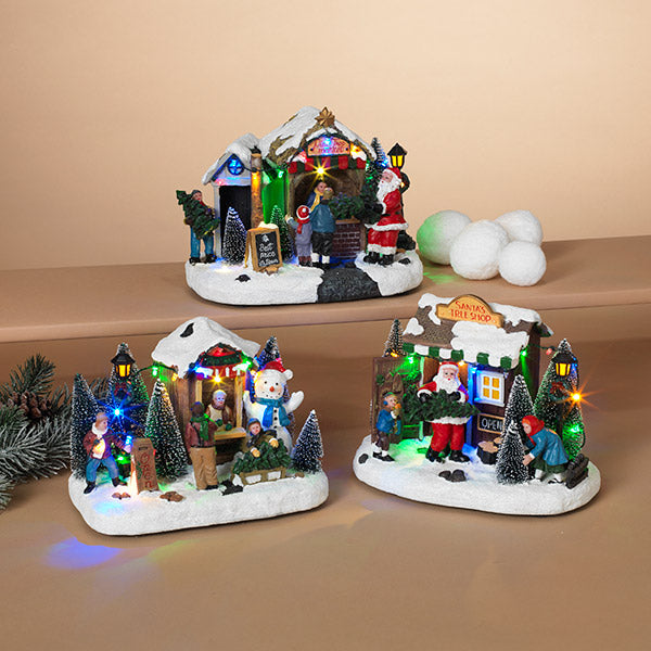 9 Inch Lighted Village Tree Shop -