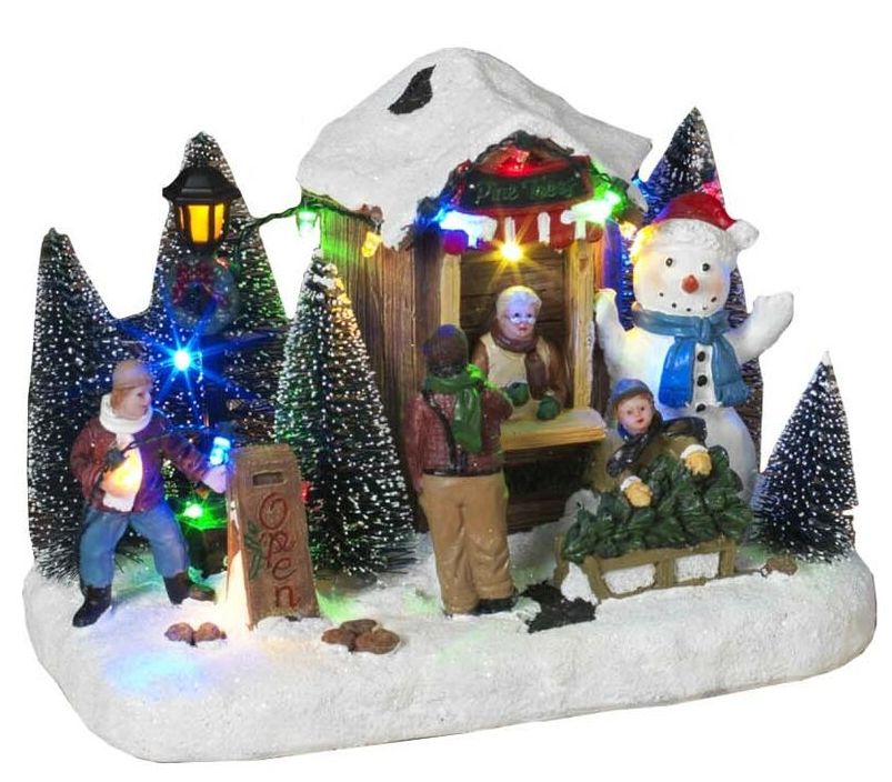 9 Inch Lighted Village Tree Shop -