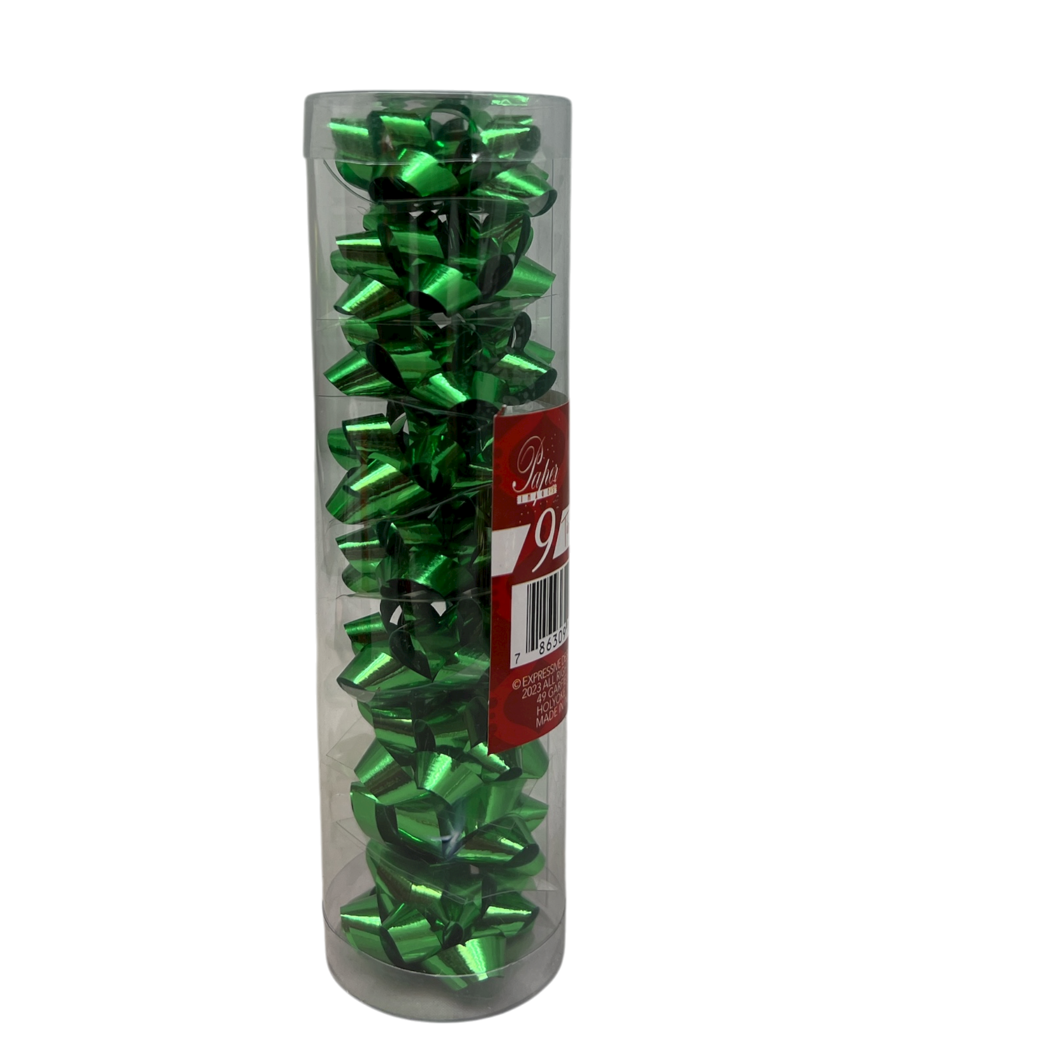 9 Tiny Metallic Bows In A Tube - Green Metallic