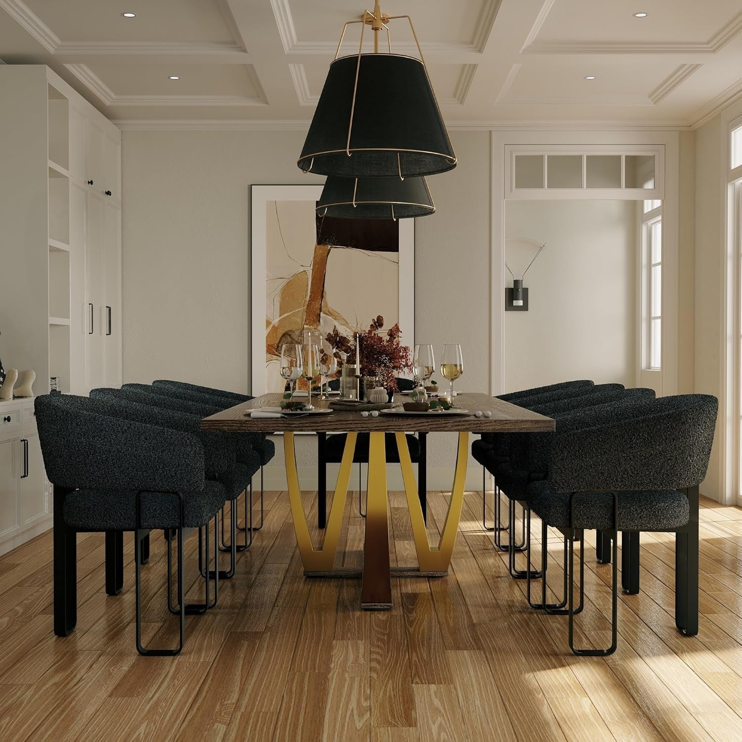 94 Inch Wood Dining Table For 6 To 10 With Gold Base