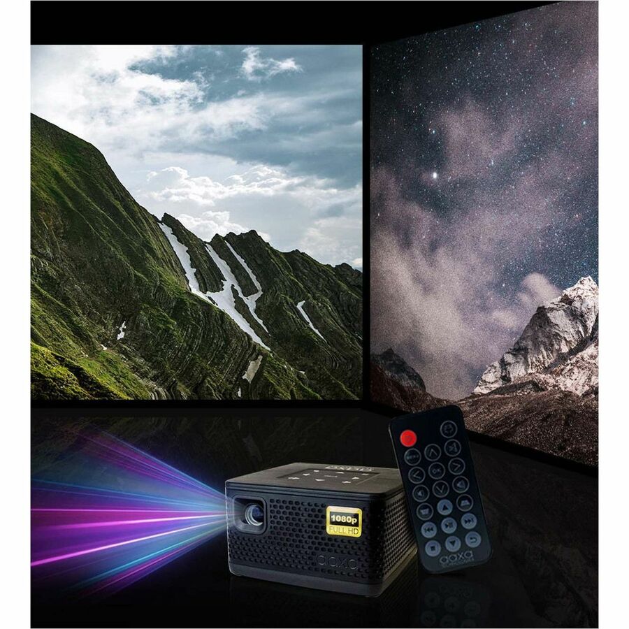 AAXA Technologies P7+ DLP Projector - 16:9 - Portable - Gray Black - 1920 x 1080 - Front -