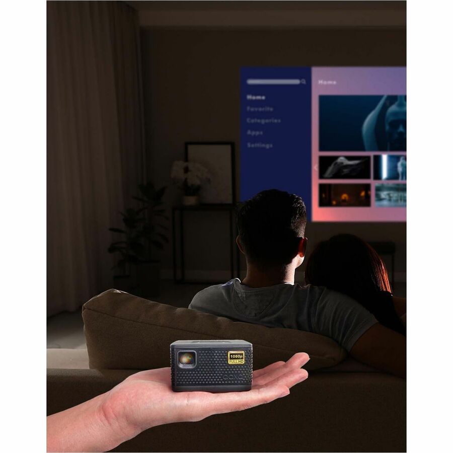 AAXA Technologies P7+ DLP Projector - 16:9 - Portable - Gray Black - 1920 x 1080 - Front -