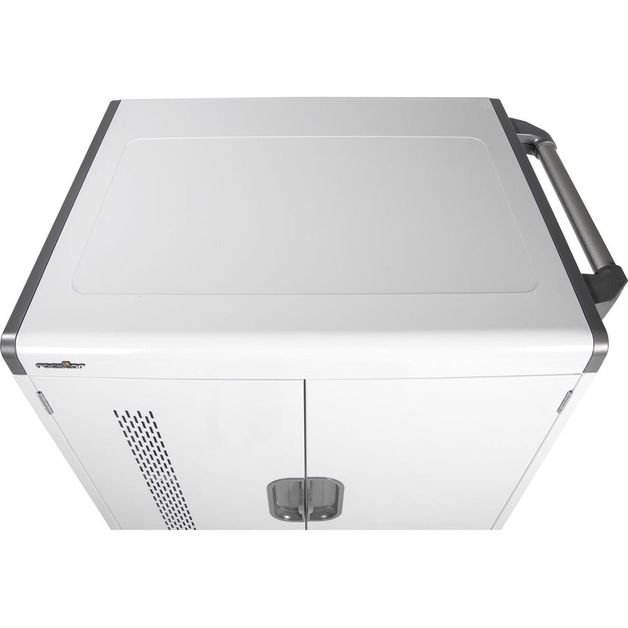 AC Charging Cart Up to 32 Devices - Rocstor Volt V32 Steel Enclosure Notebook Chromebook Charging Station VT0V32-01