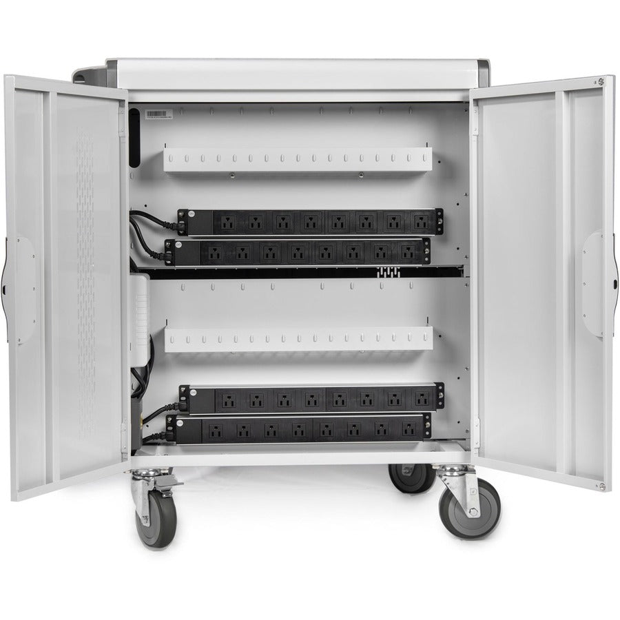 AC Charging Cart Up to 32 Devices - Rocstor Volt V32 Steel Enclosure Notebook Chromebook Charging Station VT0V32-01