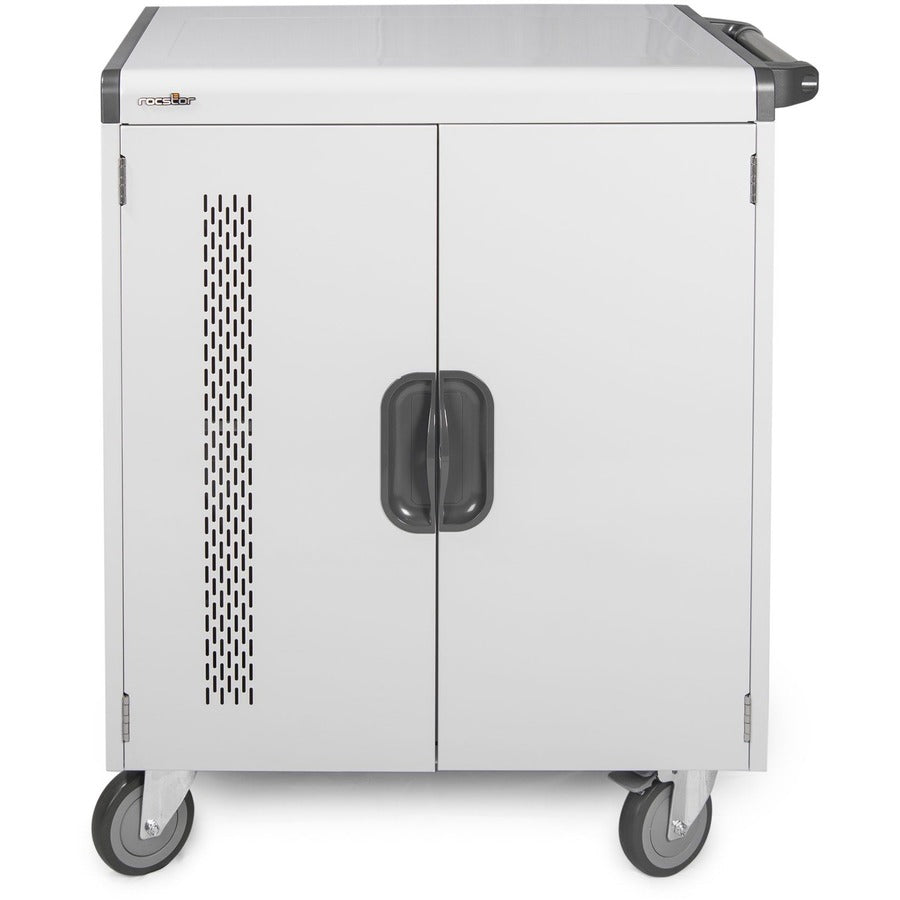 AC Charging Cart Up to 32 Devices - Rocstor Volt V32 Steel Enclosure Notebook Chromebook Charging Station VT0V32-01