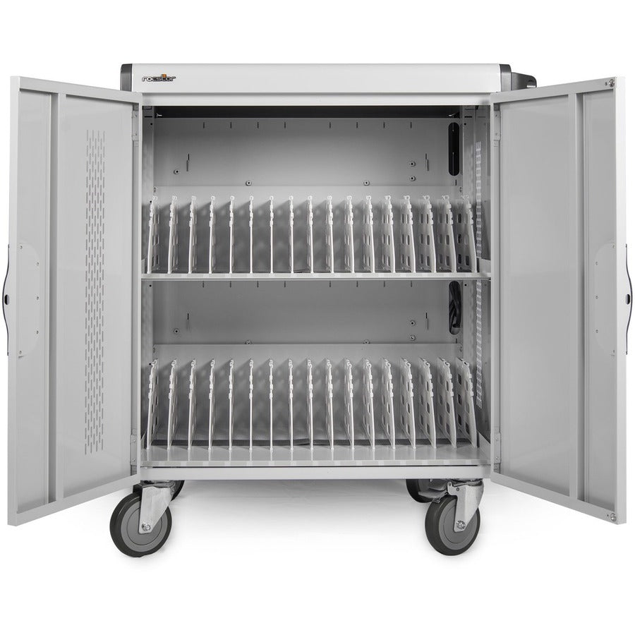 AC Charging Cart Up to 32 Devices - Rocstor Volt V32 Steel Enclosure Notebook Chromebook Charging Station VT0V32-01