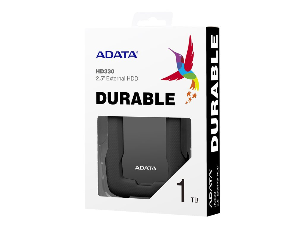 ADATA HD330 - Hard drive - 1 TB - external (portable) - USB 3.1 - 256-bit AES - black