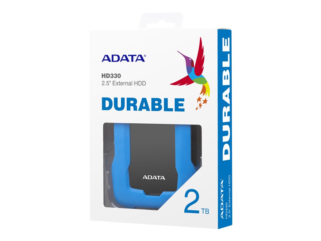 ADATA HD330 - Hard drive - 2 TB - external (portable) - USB 3.1 - 256-bit AES - blue