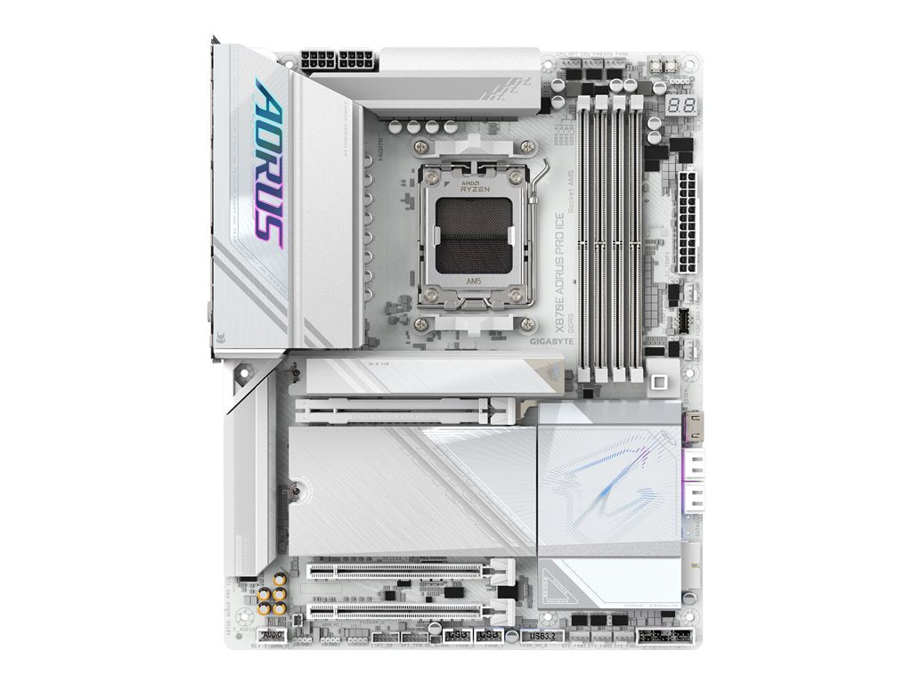AORUS X870E PRO ICE - Motherboard - ATX - Socket AM5 - AMD X870E Chipset - USB-C 3.2 Gen 2x2, USB4, USB 3.2 Gen 1, USB