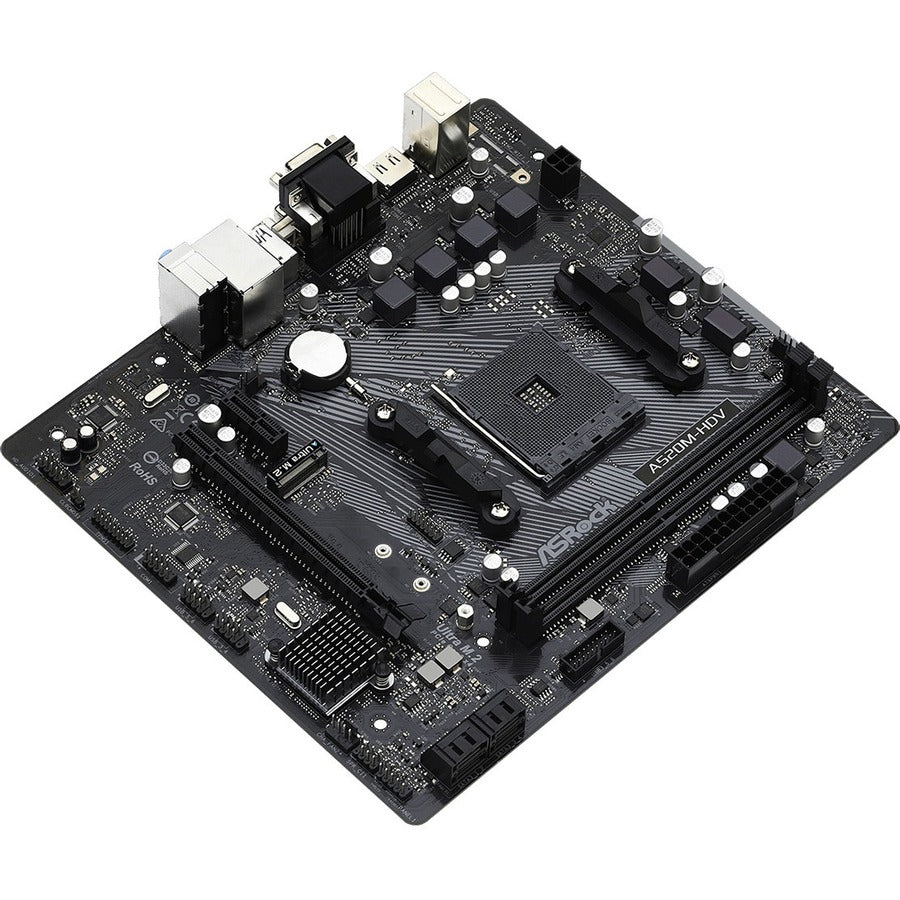 ASRock A520M-HDV Desktop Motherboard - AMD A520 Chipset - Socket AM4 - Micro ATX