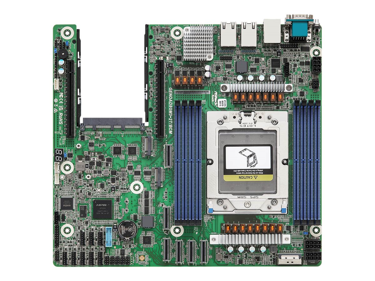 ASRock Rack GENOAD8QM3-2T/BCM - Motherboard - SSI CEB - LGA6096 Socket - USB 3.2 Gen 1 - 2 x 10 Gigabit LAN - onboard graphics