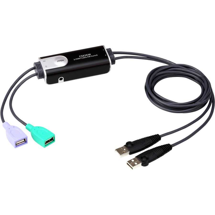 ATEN 2-Port USB Boundless Cable KM Switch - 2 Computer(s) - 4 x USB