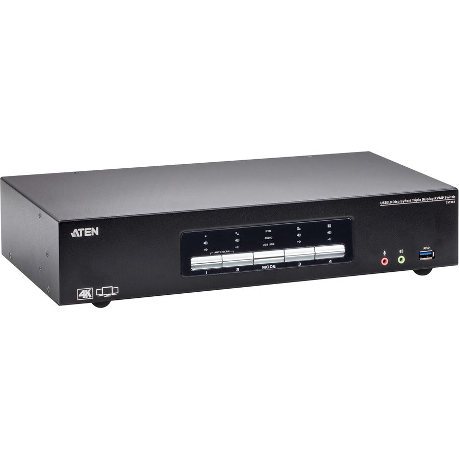 ATEN 4-Port USB3.0 4K DisplayPort Triple Display KVMP Switch CS1964